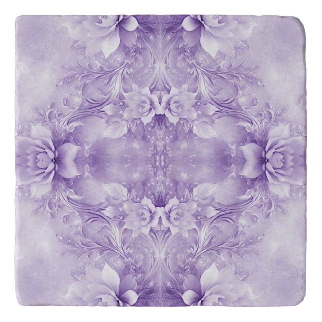 Purple White Flowers Trivet (Front)