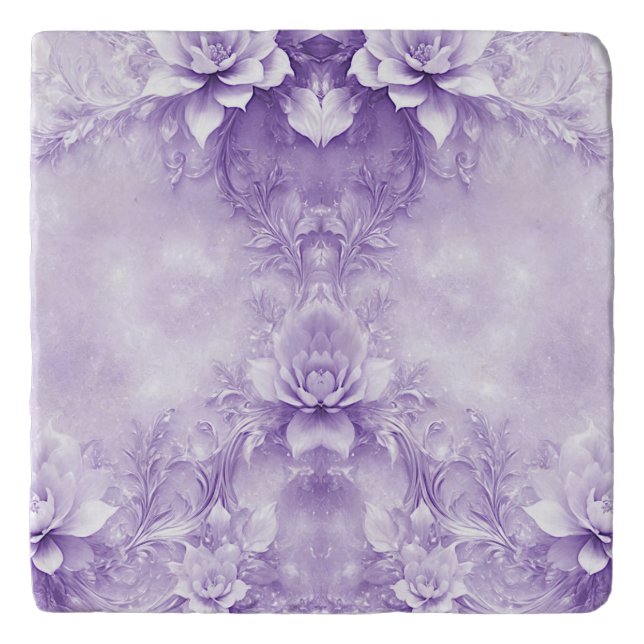 Purple White Flowers Trivet (Front)