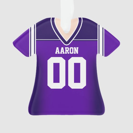 Purple/White Football Jersey Ornament Zazzle