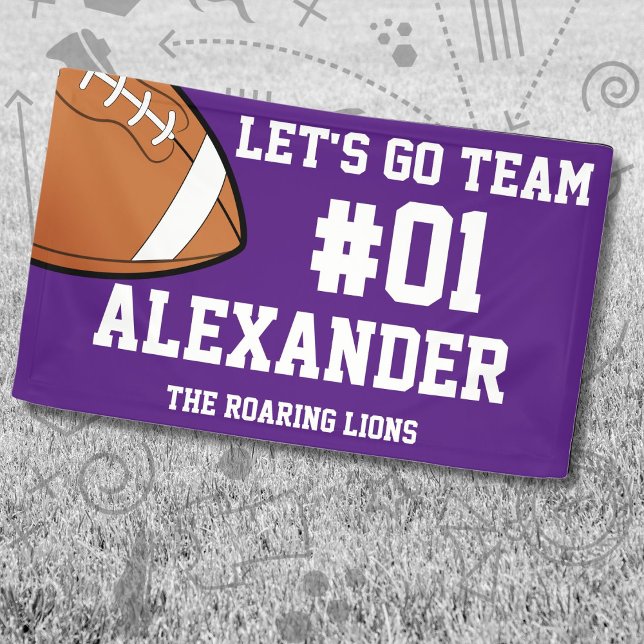 Purple White Football Team Spirit Banner (Creator Uploaded)