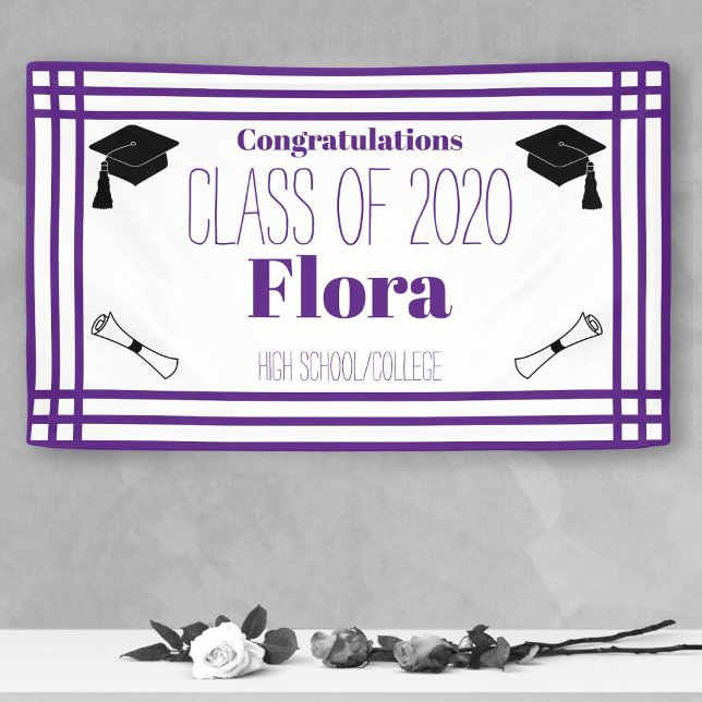 Purple White Geometric Graduation Party Banner (Creator Uploaded)