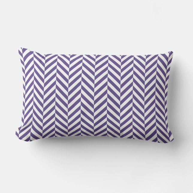 Purple White Geometric Herringbone Pattern Lumbar Pillow (Front)