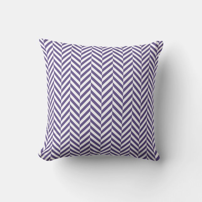 Purple White Geometric Herringbone Pattern Throw Pillow (Front)