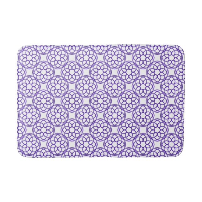 Purple White Geometric Seamless Pattern Bath Mat (Front)