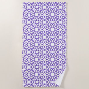Purple White Geometric Seamless Pattern Beach Towel