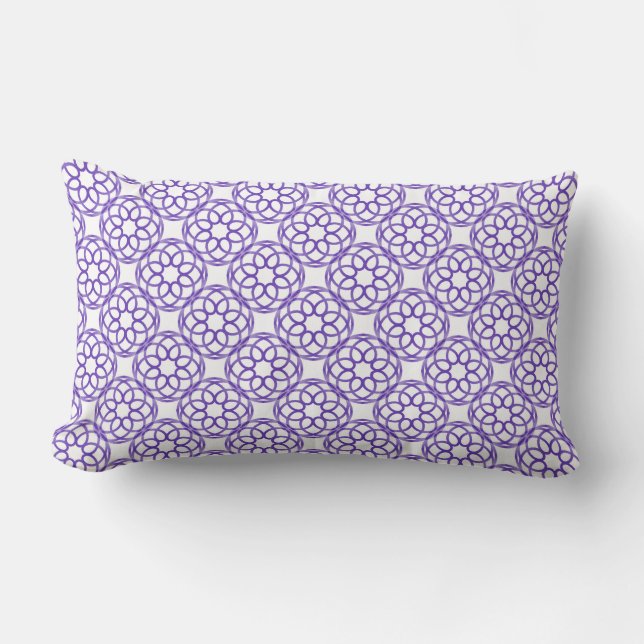 Purple White Geometric Seamless Pattern Lumbar Pillow (Front)