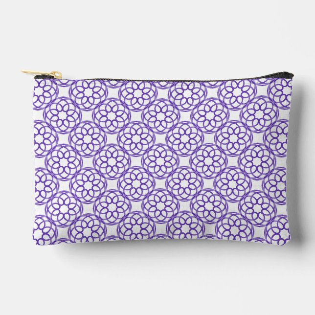 Purple White Geometric Seamless Pattern Small Accessory Pouch (Front)