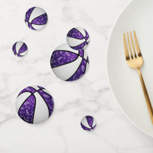 purple white girls boho basketball birthday party confetti