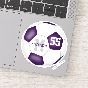 purple white girls' personalized soccer sticker