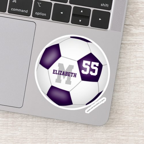 purple white girls personalized soccer sticker