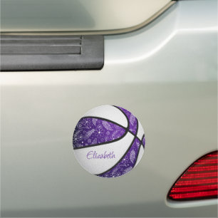 purple white girly boho paisley pattern basketball car magnet