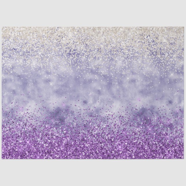 Purple White Glitz Glitter Tissue Paper (Front)