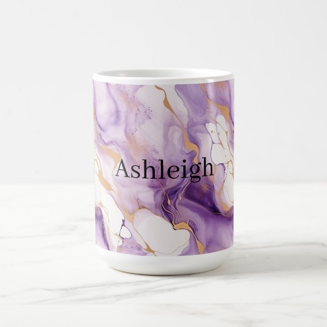 Purple White Gold Abstract Coffee Mug (Center)