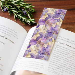 Purple White Gold Abstract Iris Flowers Bookmarks