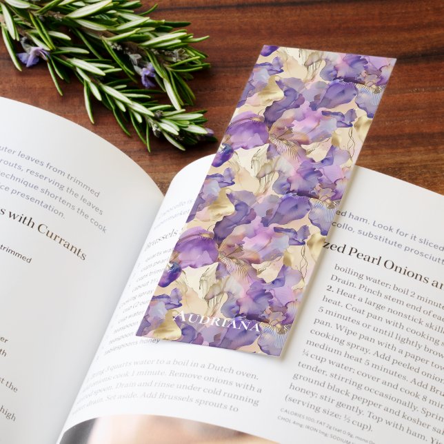 Purple White Gold Abstract Iris Flowers Bookmarks (Book)