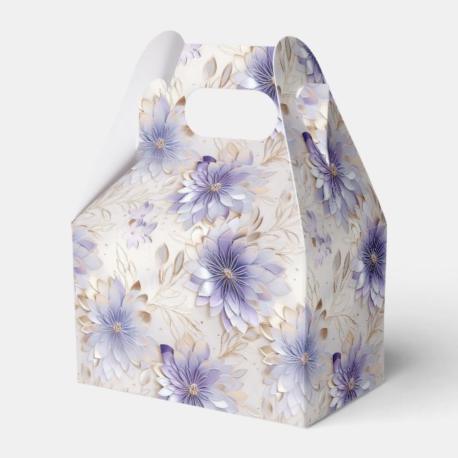 Purple White Gold Flowers  Favor Boxes (Front Side)