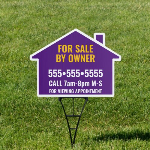 Purple  White Gold House for Sale by Owner Sign