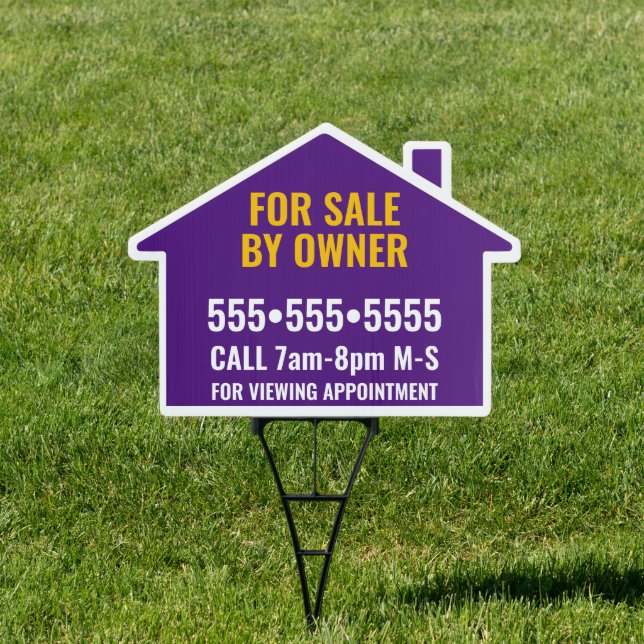 Purple  White Gold House for Sale by Owner Sign (Insitu)