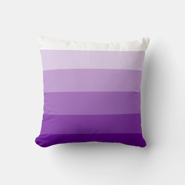 Purple White Gradient Stripes Throw Pillow (Front)