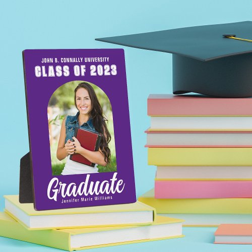 Purple White Graduate Arch Modern Graduation Photo Plaque