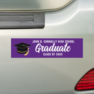 Purple White Graduate Custom 2024 Graduation Bumper Sticker