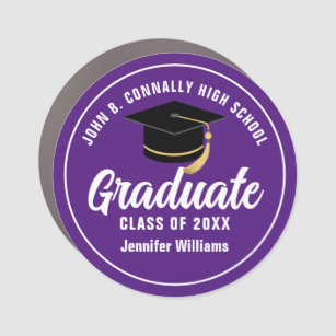 Purple White Graduate Custom 2024 Graduation Car Magnet