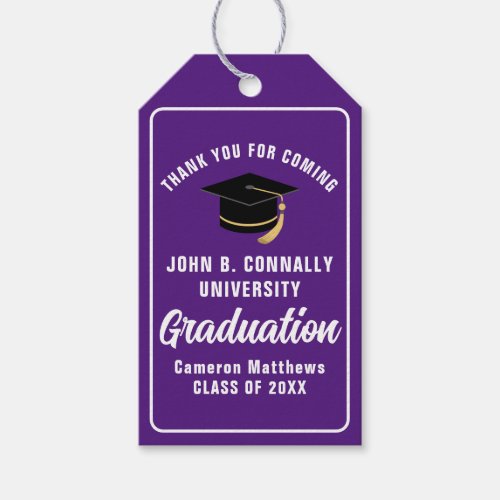 Purple White Graduate Custom 2024 Graduation Party Gift Tags
