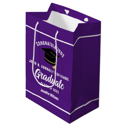 Purple White Graduate Custom 2024 Graduation Party Medium Gift Bag