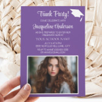 Purple White Graduation Cap Trunk Party Photo
