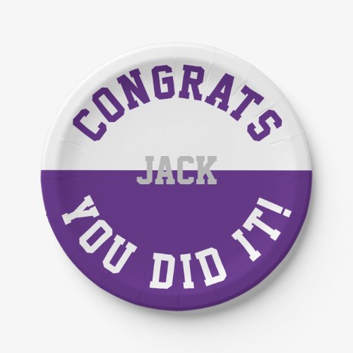 Purple  White Graduation Congrats _ You Did It Paper Plates