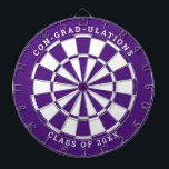 Purple & White Graduation | Custom Text Dart Board<br><div class="desc">Change the background color to the school color and personalize the text as needed. Congratulate the grad in your life with your desired messages such as "CON-GRAD-ULATIONS CLASS OF 20XX". This dartboard would be great to double as an activity to have at the graduation party as well as a graduation...</div>