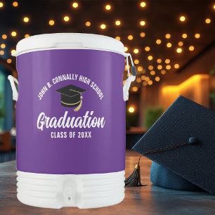 Purple White Graduation Party Customized Beverage Cooler