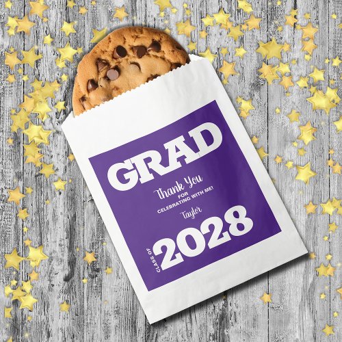 Purple White Graduation Party Favor Bag