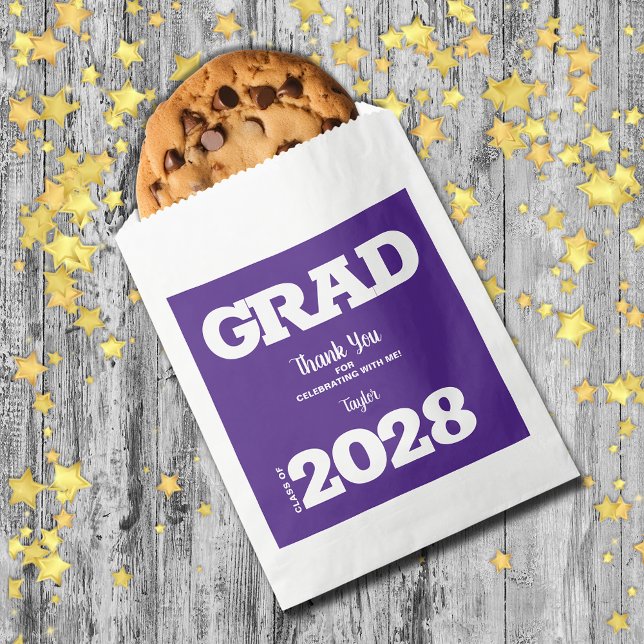Purple White Graduation Party Favor Bag (Purple and White Graduation Party Treat Favor Bags)