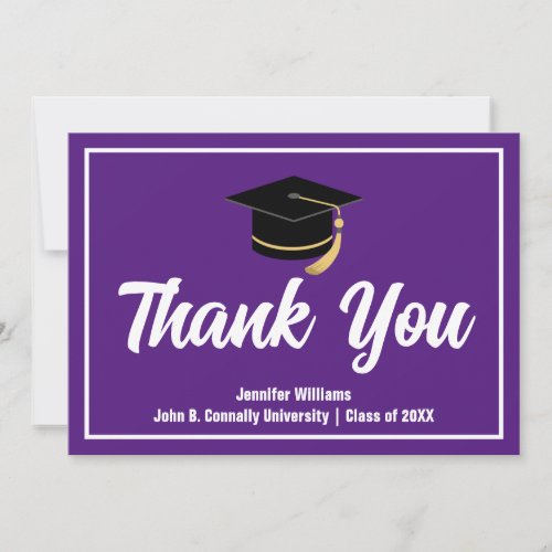 Purple White Graduation Personalized 2024 Graduate Thank You Card