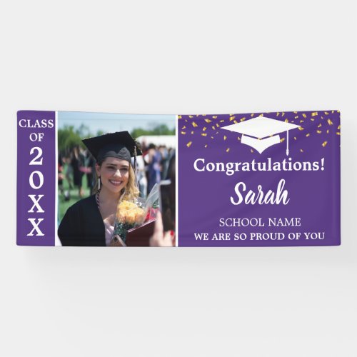 Purple  White Graduation Photo Class Of 2023 Banner