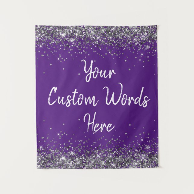 Purple White Gray Birthday Party Photo Booth Prop  Tapestry (Front)