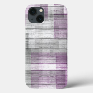 Purple White Gray Black Wood Fabric Texture Ace Pr iPhone 13 Case
