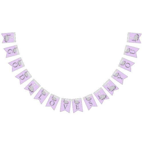 Purple White Gray  Elephant Baby _ Baptisms Bunting Flags