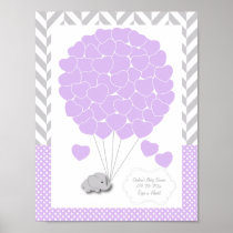 Purple, White Gray Elephant Baby Shower 2 - Guest Poster