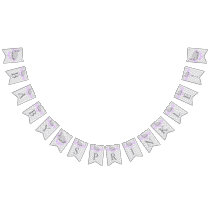 Purple, White Gray Elephant Baby Sprinkle Bunting Flags