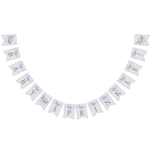 Purple White Gray Elephant Baby Sprinkle Bunting Flags