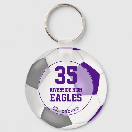 purple white gray soccer ball kids team spirit keychain