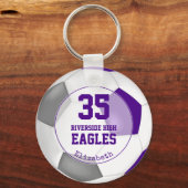 purple white gray soccer ball kids' team spirit keychain (Front)