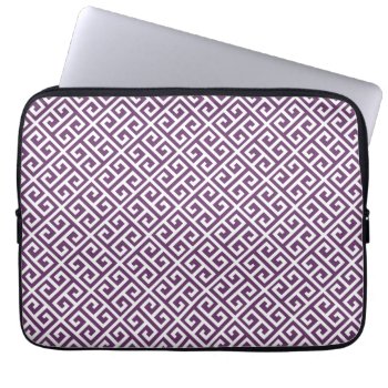 Purple & White Greek Key Laptop Sleeve by EnduringMoments at Zazzle
