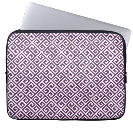 Purple & White Greek Key Laptop Sleeve