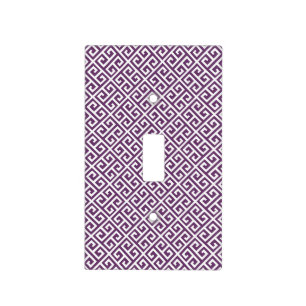Purple & White Greek Key Light Switch Cover