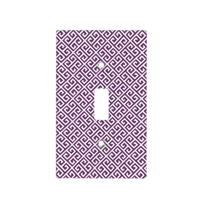 Purple & White Greek Key Light Switch Cover (Front)