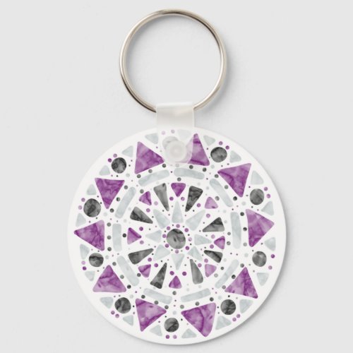 Purple White Grey Black Mandala Ace Pride Keychain