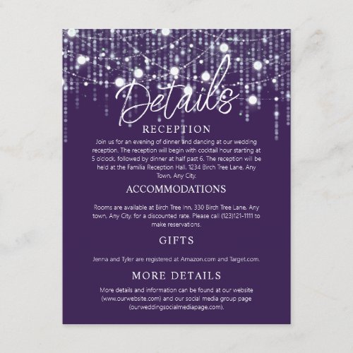 Purple  White Hanging Lights Enclosure Card